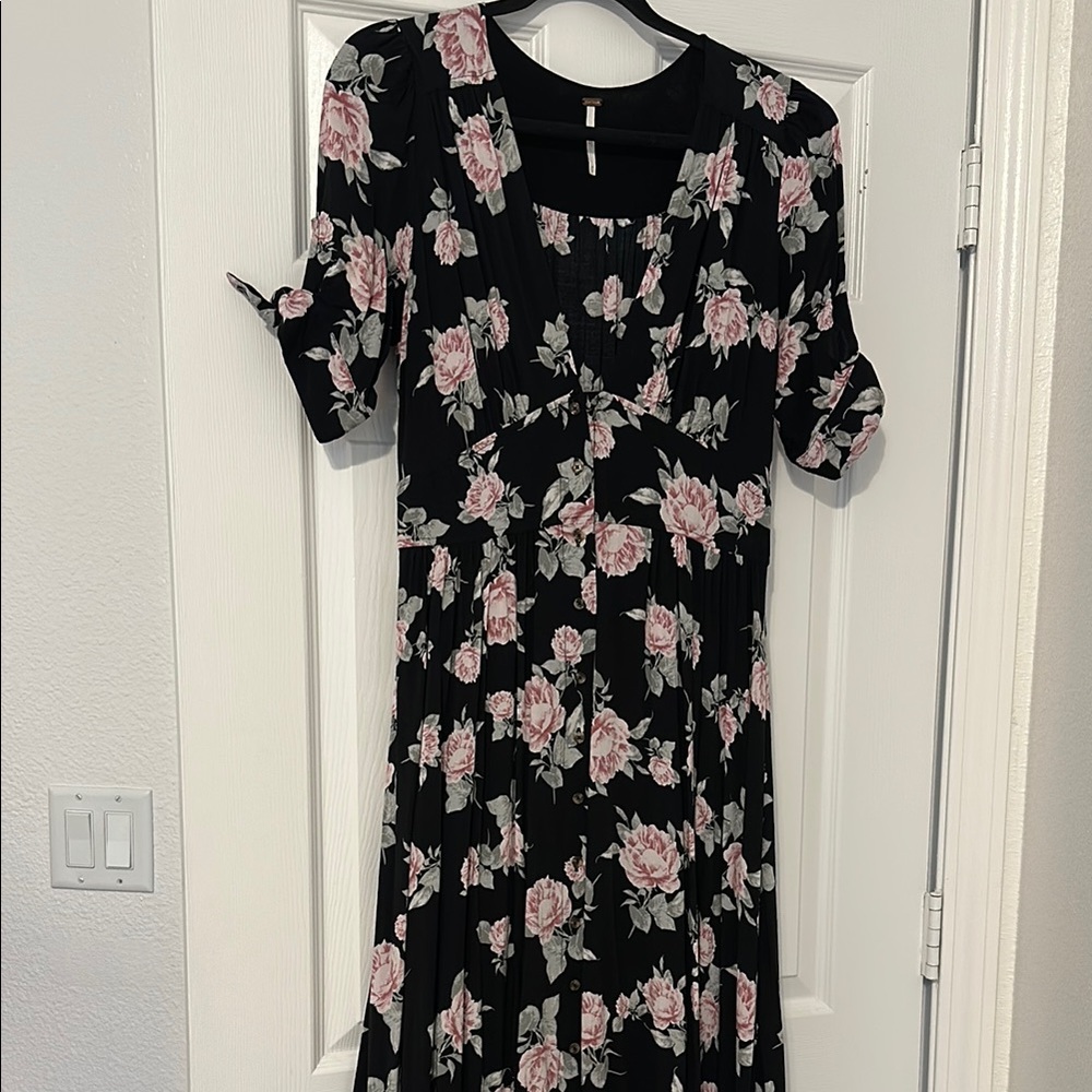Free People Floral Black Dress